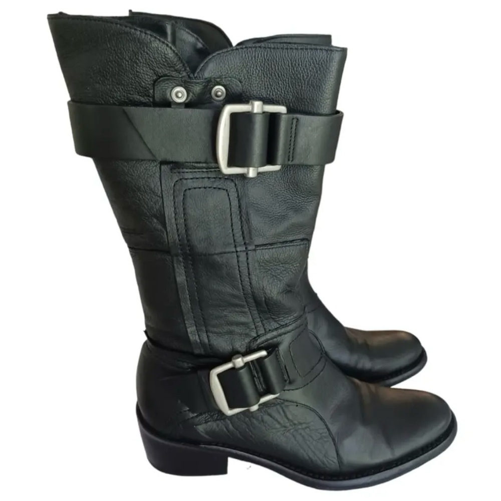 Vera Wang Lavender Label USED leather Moto Boots size 7 1/2 M great condition